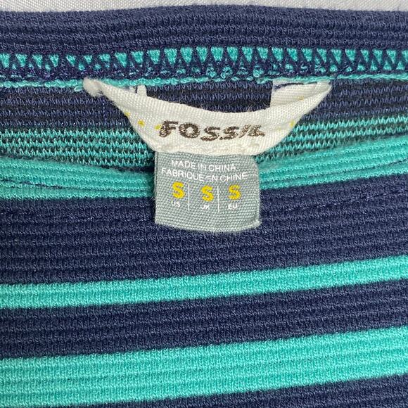 Fossil Teal Striped Midi Shift Dress Small - Picture 3 of 6